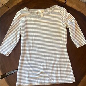 Matilda Jane Striped White and Gray Top/ Size Small